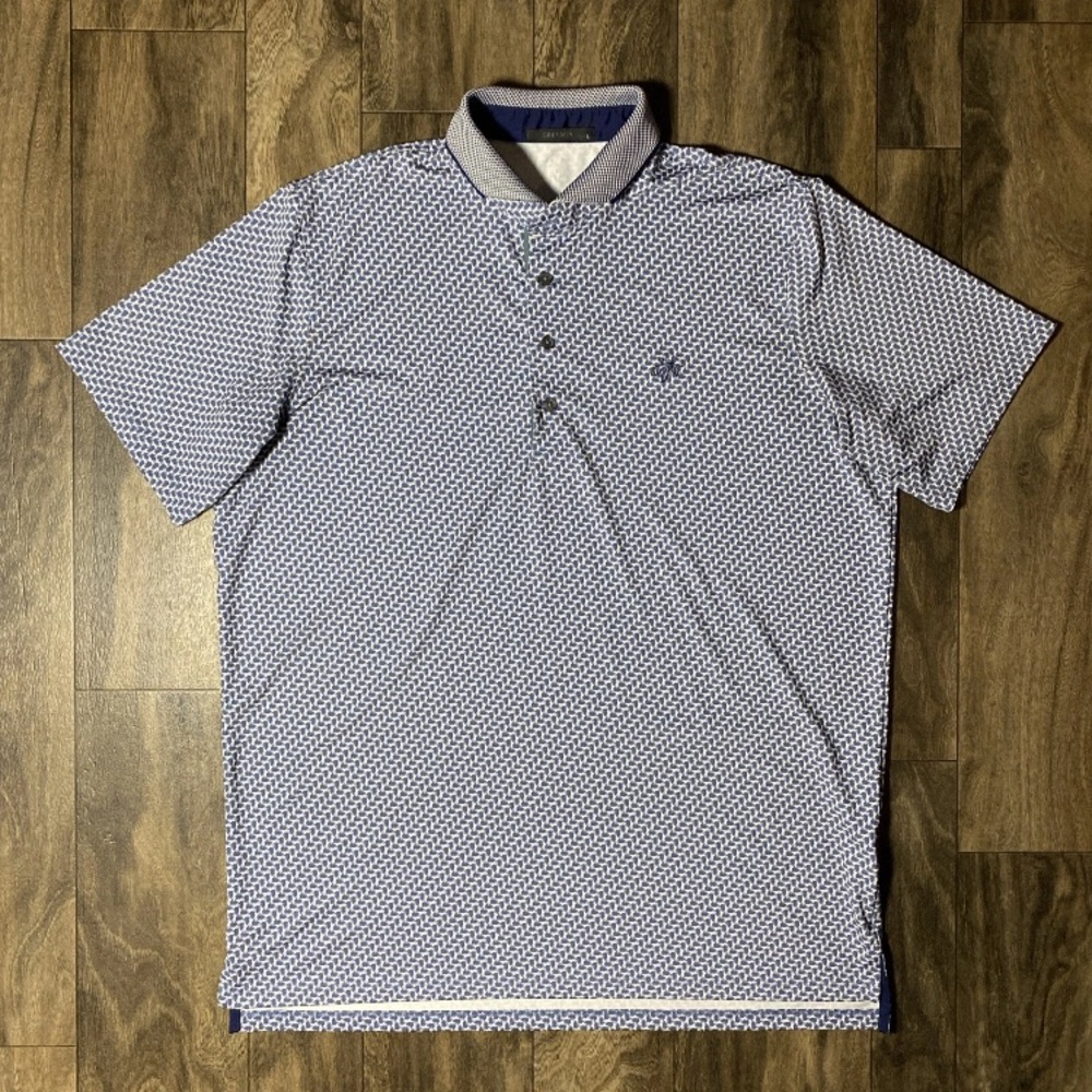 Greyson Golf Dances With Wolves Polo Shirt Men’s Large Performance Blue OAKS CC